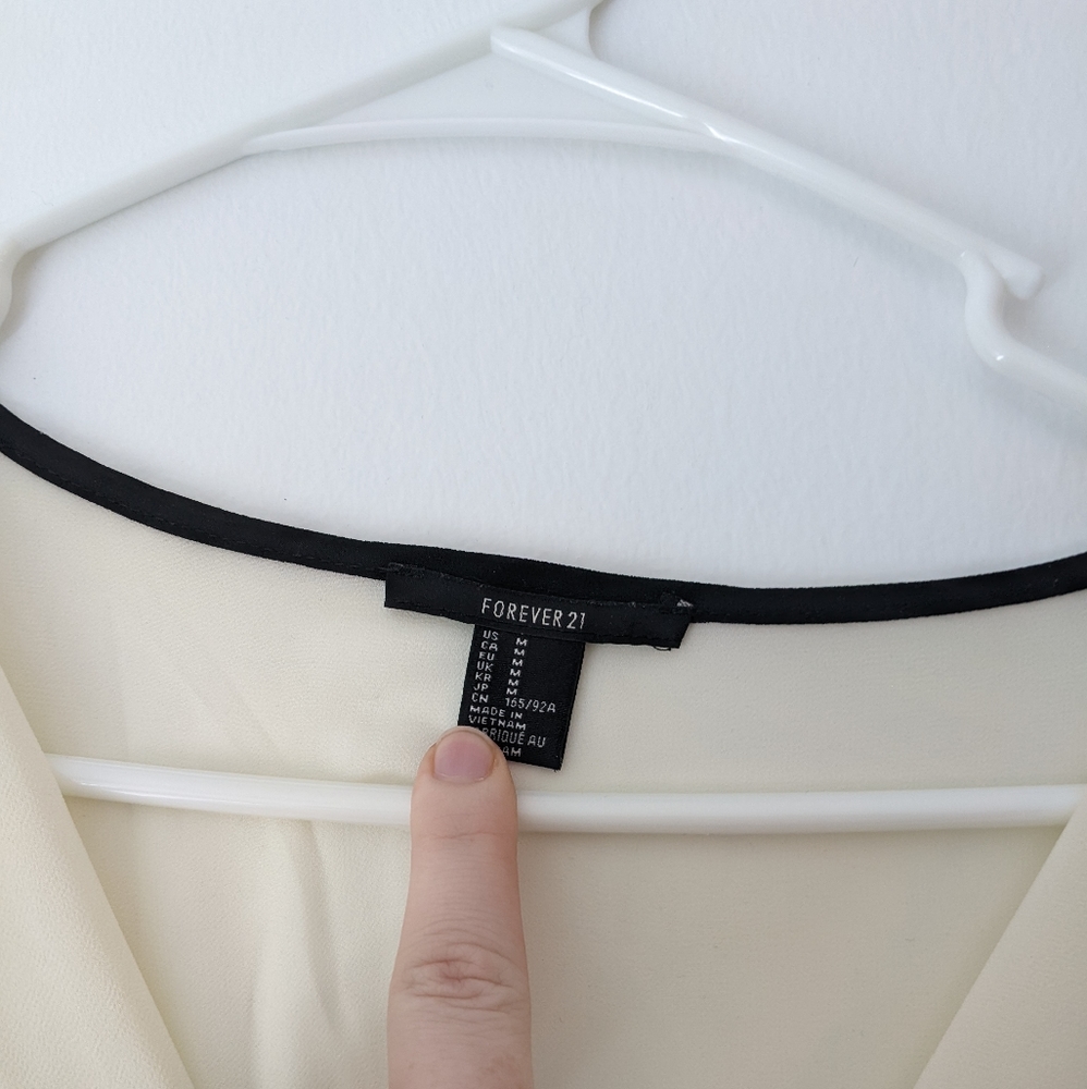 Forever 21 Sheer Work Top Off-White Office Blouse - Picture 3 of 4